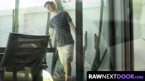 RawNextDoor.com - Inked stud Allen Lucas deepthroats before barebacking young homo Tr