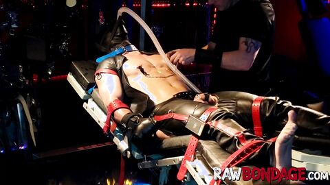 Sweaty jock foot licking and deepthroating in raw bondage