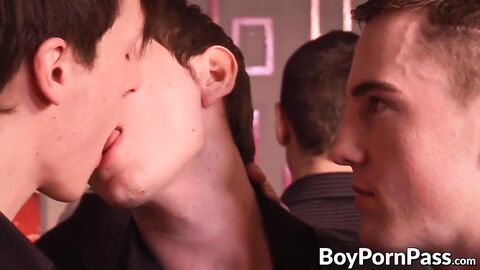 Big dicked skinny young gays have a group anal pounding sex