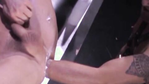 Michael Jones works over another newcomer, Billy Ryder whose beautifully smooth, hung