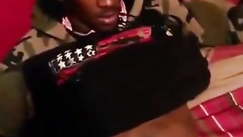 Black Stud Strokes His Massive Cock On Webcam