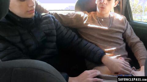 Dylan Segundo and Tonny Elliot share a hot cock ride in the backseat