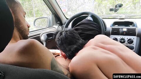 Horny Colombians Milo Star and Felipe Kun share steamy car sex