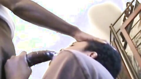 Black Boy Cums In Pretty Mouth - Interracial Gay Blowjob