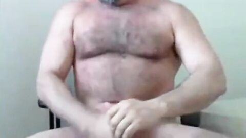 Daddy Bear Coach Strokes Off & Cums Hard