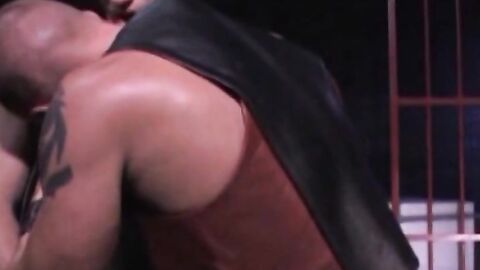 Aaron pushes Mason onto his back and works his way down to Mason's experienced hole.