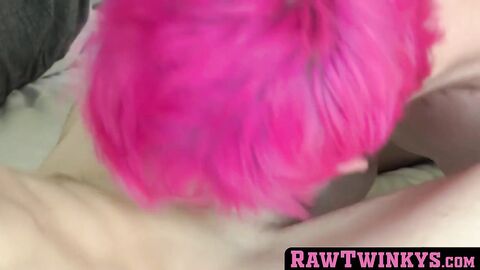 RawTwinkys.com - Pink haired twink gets bareback banged and drenched in cum