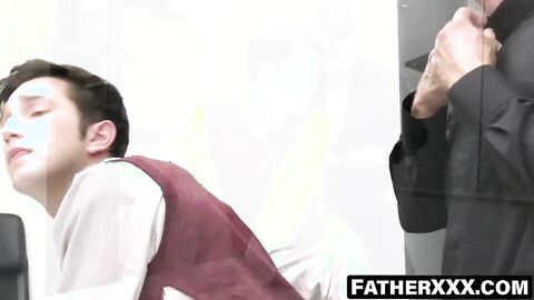 FatherXXX.com - Bishop's confession room rim job with innocent lad