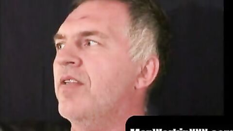 MenWorkinXXX.com - Fat hairy guy enjoys playing with his hard dick and unloads jizz