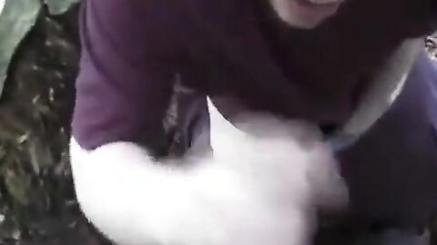 Bear Cub Blows a Load in His Mouth and Swallows