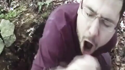 Bear Cub Blows a Load in His Mouth and Swallows