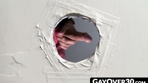 GayOver30.com - Ace Era sucks off Jace Chambers in a glory hole raw fuck session
