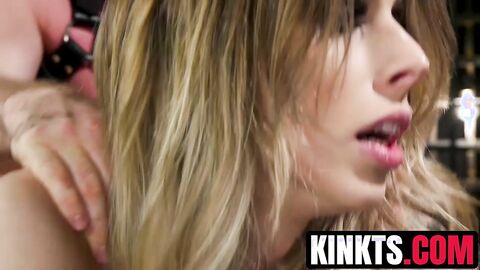 TS Casey Kisses blindfolded deepthroated and anal plowed by Pierce Paris