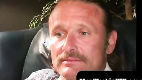 MenWorkinXXX.com - Deviant mature gay dude spanks his hard dick until he cums