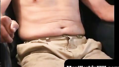 MenWorkinXXX.com - Deviant mature gay dude spanks his hard dick until he cums