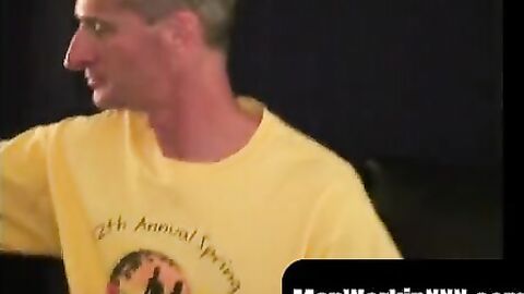 MenWorkinXXX.com - Gay mature pervert tugs his erect dick and sprays jizz solo