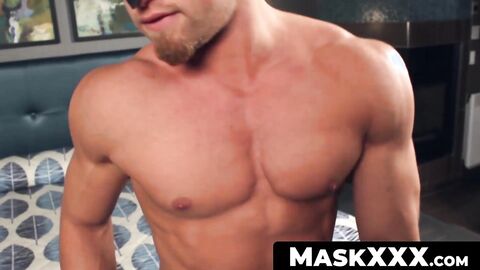 MaskXXX.com - Macho muscular dude Brad with a mask indulges in solo jacking off