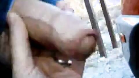 Outdoor Handjob with Silver Daddy