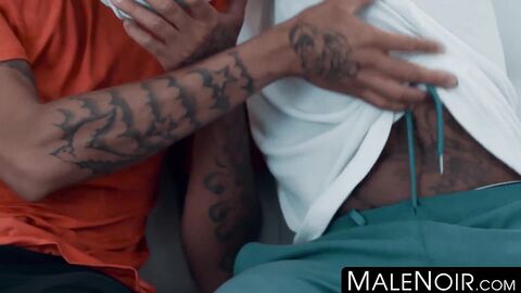 MaleNoir.com - Young black lovers kiss and flip fuck in passionate anal sex scene