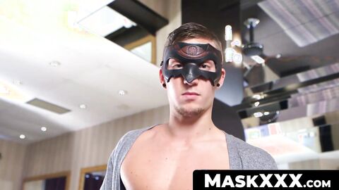 MaskXXX.com - Young tattooed jock with a mask engages in intense solo masturbation