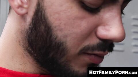HotFamilyPorn.com - Coach Killian Knox seduces stepson Adrian Rose for locker room br