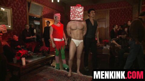 Brian Bonds and Derek Pain endure wild gangbang Christmas orgy