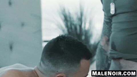 MaleNoir.com - Jacen's black ass endures a double white anal pounding