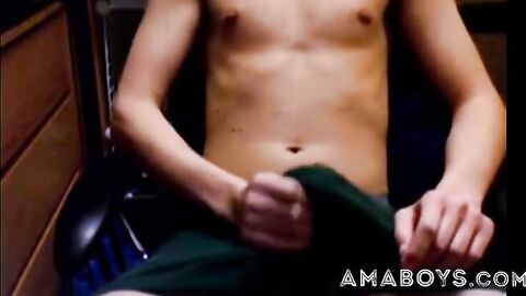 Skinny College Twink Strips and Jerks Off After Finals