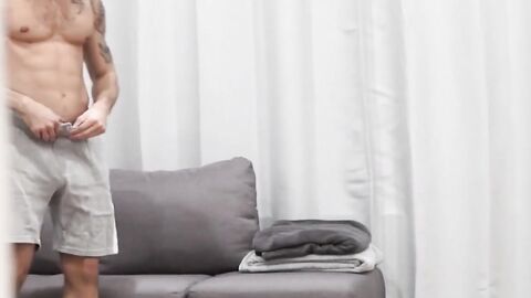 MaskXXX.com - Black mask-wearing stud's sexy body and cock work session