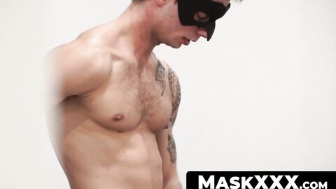 MaskXXX.com - Black mask-wearing stud's sexy body and cock work session
