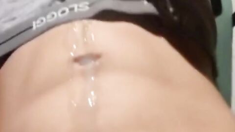 Twink Plays with His Huge Load After Intense Masturbation Solo