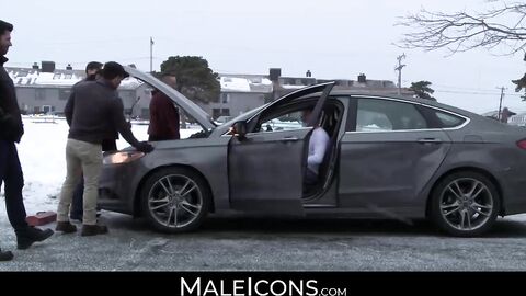 MaleIcons.com - Brandon Wilde's wild gangbang surrounded by horny muscular hunks