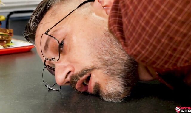 Fisting Central - Jerking big dick in a cafe