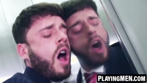 PlayingMen.com - Manuel Reyes and John Brachalli intense elevator fucking