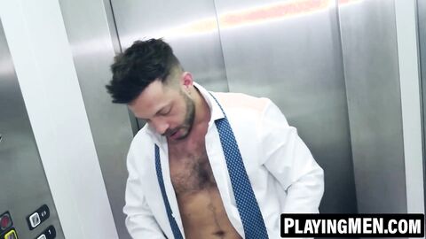 PlayingMen.com - Manuel Reyes and John Brachalli intense elevator fucking