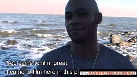 SayUncleNetwork.com - Black jock's outdoor threesome with raw bareback and cum play