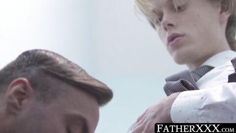 FatherXXX.com - Twink and daddy priest swap blowjobs before engaging in a raw, sacred