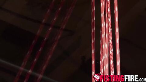 Uniformed interrogator Dirk Caber drives his fist into his helpless prisoner