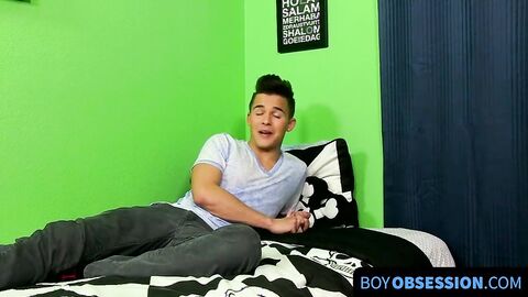 BoyObsession.com - Twink Andy Taylor inserts dildo and wanks off until cumming hard