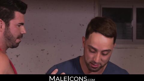 MaleIcons.com - Hunk gay buddies' rough anal workout at the gym