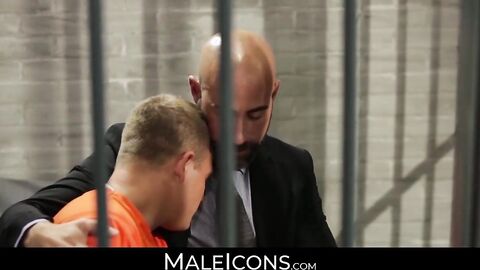 MaleIcons.com - A mature bold dude's prison cell domination of a sexy willing twink