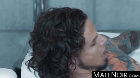 MaleNoir.com - Inked Archer Croft rimmed by black top Zario Travezz