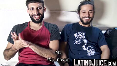 Bearded latinos Ramiro and Sebas touch each others throbbing cocks