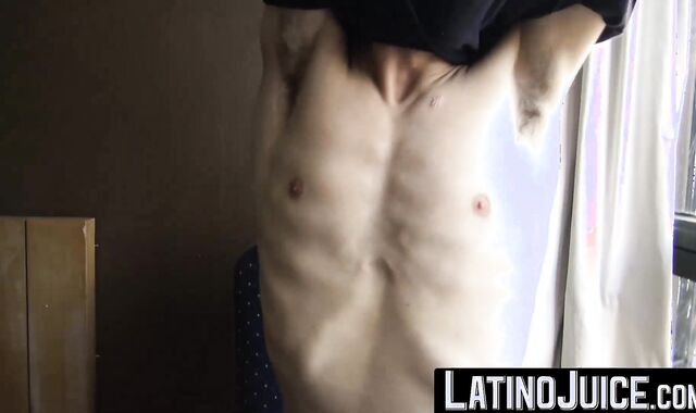 Skinny latino twink Kevin intensely fucked behind for some extra cash