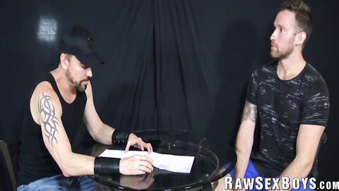 Muscular hunk Logan Carter is cock worshipped by submissive Riley Ross