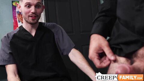 Urologist Christian Ace examines and bangs his handsome step dad