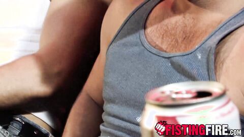 Kinky pup Joey Cooper sucks on a massive uncut dick before steaming load of jizz