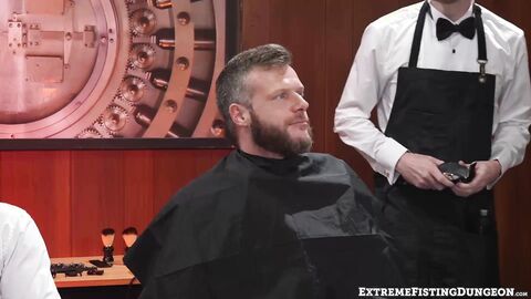 Hunky Brian Bonds swallowed cums in a threesome fist fuck by hunky Devin Franco and j