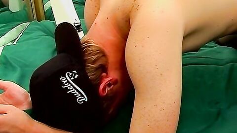 Young blond jacking off before deep anal penetration