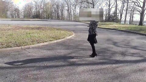 Outdoor Crossdresser Jane Plays with Sex Toy